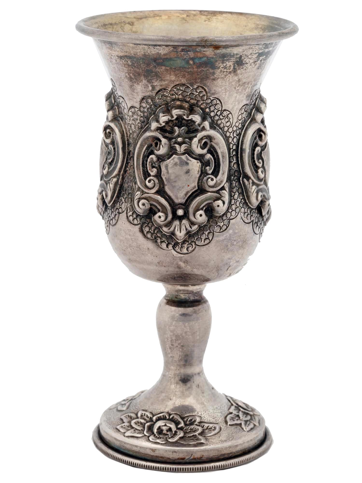 ANTIQUE JUDAICA SILVER HAZORFIM KIDDUSH CUP, 1900 PIC-2